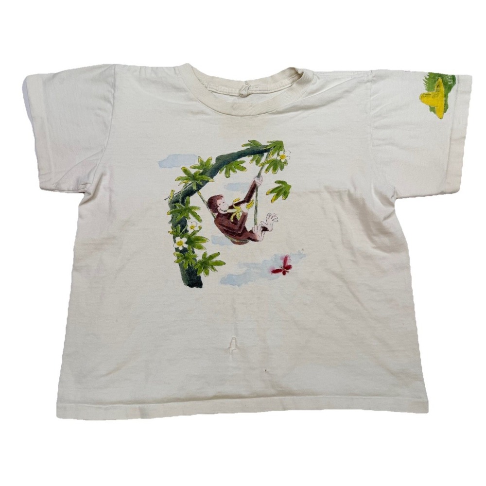 Vintage Curious George Youth L Single Stitch T Shirt Distressed Graphic USA